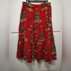 VTG Broom Skirts Tiered Skirt Nicole Alexander Henry Christmas Tree Print